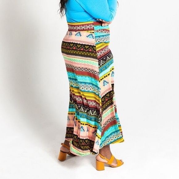 Lularoe Pale Pink Orange Floral Maxi Skirt Pull On Stretchy Colorful Romantic - Picture 3 of 8